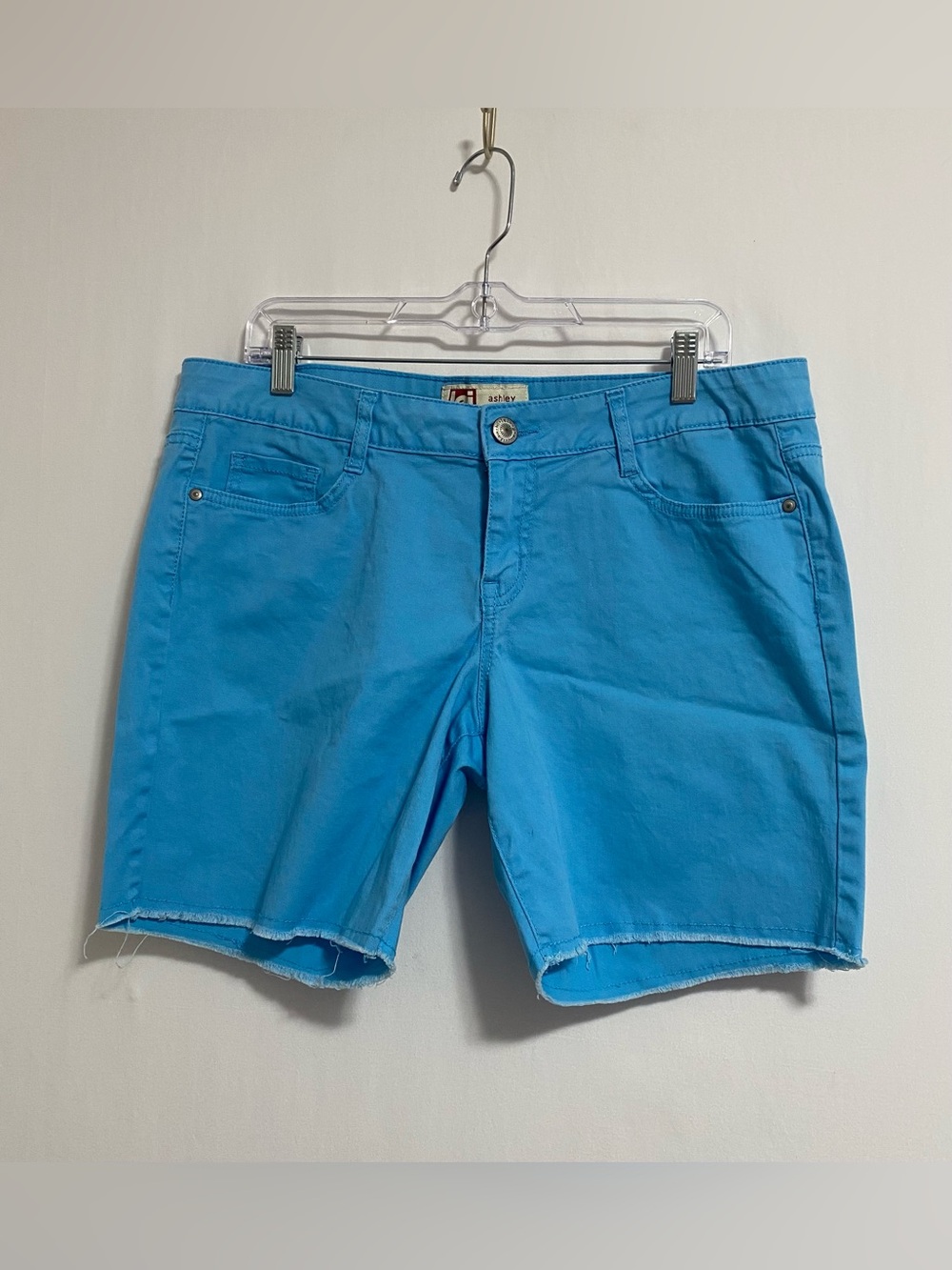 lei Bright Blue Casual Frayed Hem Shorts